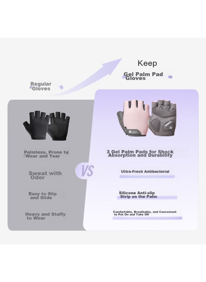 Keep Fitness Gloves For Men And Women, Gel 3d Palm Pads, Sports Equipment Training, Cycling Half-finger Non-slip Wrist Guard, Classic Black, Size L - Image 1
