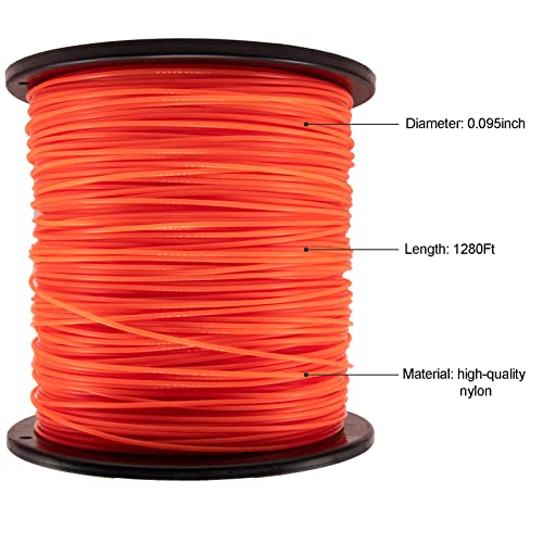 KAKO 095 Trimmer Line, 095 Weed Eater String, 0.095" Weed Wacker String, Commercial Grade Round Nylon String Trimmer Line .095 Replacement For String Trimmer Weed Trimmers .095"-1280ft-5lb-Spool(Orange） - Image 5