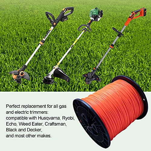 KAKO 095 Trimmer Line, 095 Weed Eater String, 0.095" Weed Wacker String, Commercial Grade Round Nylon String Trimmer Line .095 Replacement For String Trimmer Weed Trimmers .095"-1280ft-5lb-Spool(Orange） - Image 2