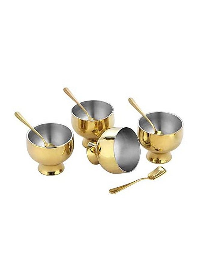 Shri & Sam Shri & Sam High Grade Stainless Steel Ice Cream Bowl Set with Gold PVD Coating,4 Pcs Forte,8.7 cm  - Image 1