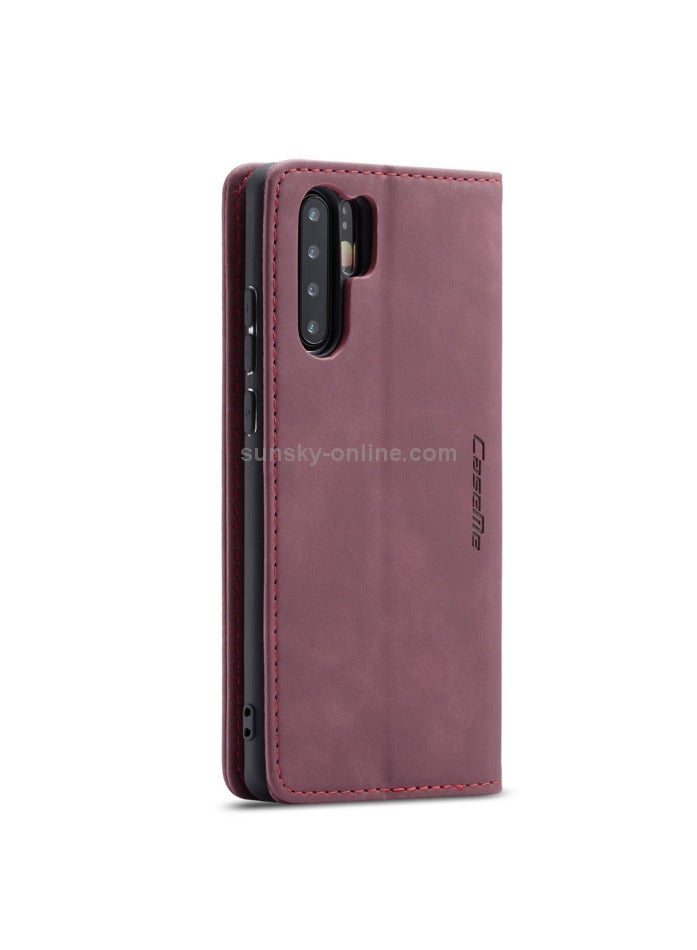 CaseMe Huawei P30 Pro Case Wallet, for Huawei P30 Pro Wallet Case Book Folding Flip Folio Case with Magnetic Kickstand Card Slots Protective Cover - Wine Red - Image 3
