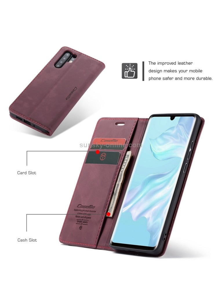 CaseMe Huawei P30 Pro Case Wallet, for Huawei P30 Pro Wallet Case Book Folding Flip Folio Case with Magnetic Kickstand Card Slots Protective Cover - Wine Red - Image 4