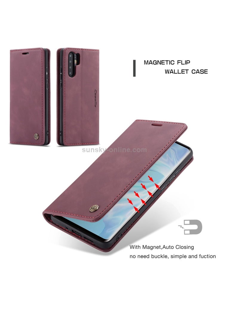 CaseMe Huawei P30 Pro Case Wallet, for Huawei P30 Pro Wallet Case Book Folding Flip Folio Case with Magnetic Kickstand Card Slots Protective Cover - Wine Red - Image 5