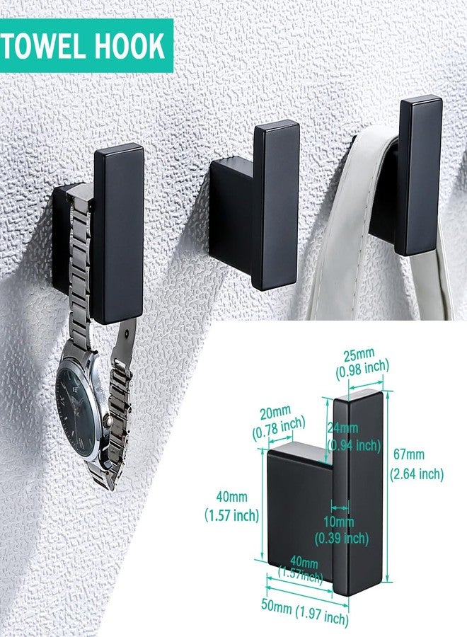SEABEFORE Matte Black Bathroom Hardware Accessories Set 4 Pieces Bath Towel Bar Set with 18 Inch Towel Bar,Toilet Paper Holder,Towel Hooks,SUS 304 Stainless Steel Wall Mounted Bathroom Towel Rack Set - Image 4