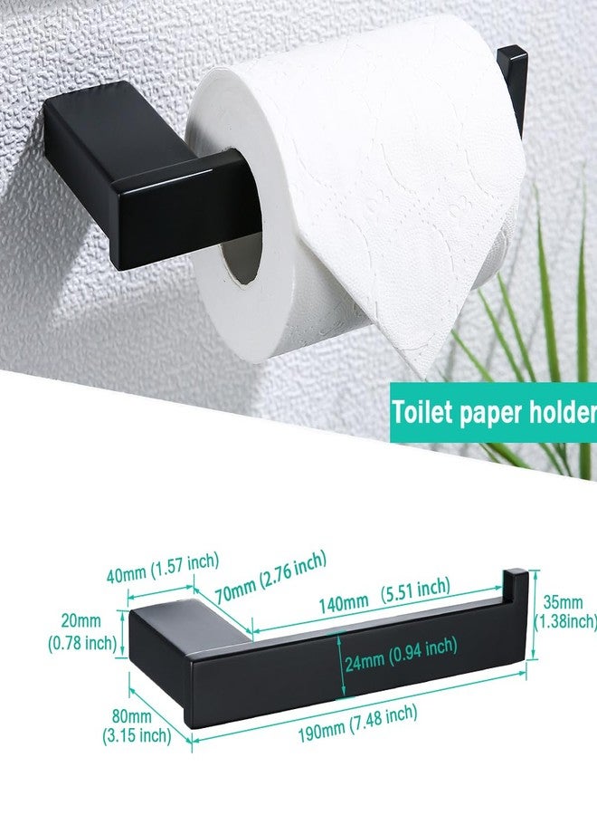 SEABEFORE Matte Black Bathroom Hardware Accessories Set 4 Pieces Bath Towel Bar Set with 18 Inch Towel Bar,Toilet Paper Holder,Towel Hooks,SUS 304 Stainless Steel Wall Mounted Bathroom Towel Rack Set - Image 3