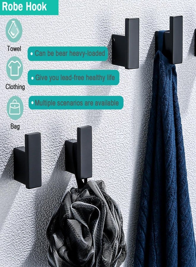 SEABEFORE Matte Black Bathroom Hardware Accessories Set 4 Pieces Bath Towel Bar Set with 18 Inch Towel Bar,Toilet Paper Holder,Towel Hooks,SUS 304 Stainless Steel Wall Mounted Bathroom Towel Rack Set - Image 5