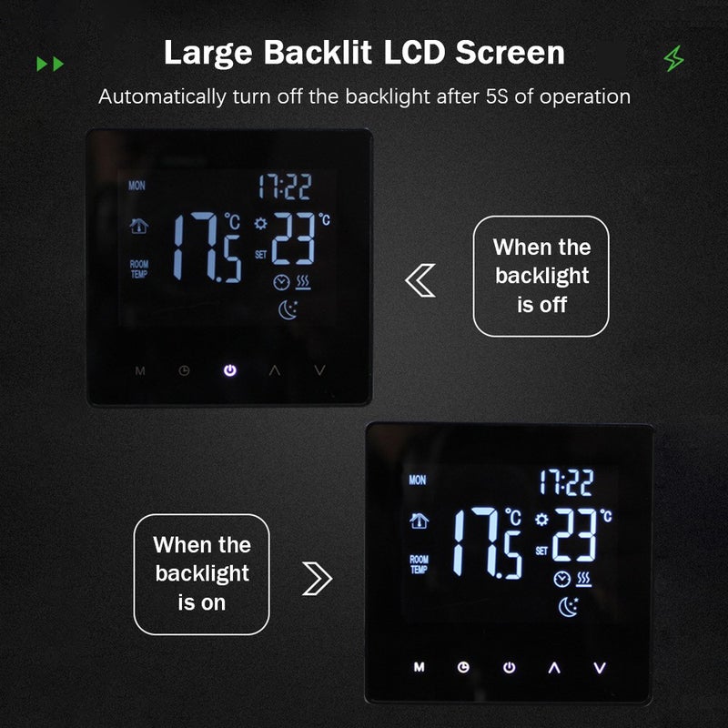Smart Thermostat Temperature Controller for Electric Heating LCD Display Touch Screen Week Programmable Underfloor Heating Thermostats for Home Office School Hotel - Image 3