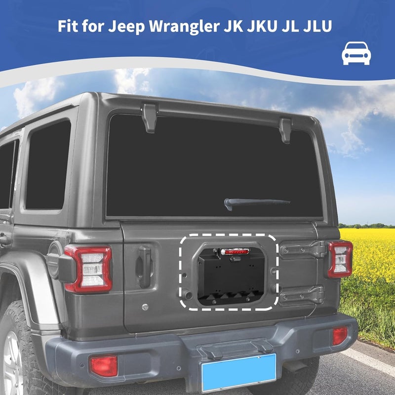 JOSHELA Tailgate Vent Cover License Plate Bracket with Light for Jeep Wrangler JK JKU JL JLU - Image 4