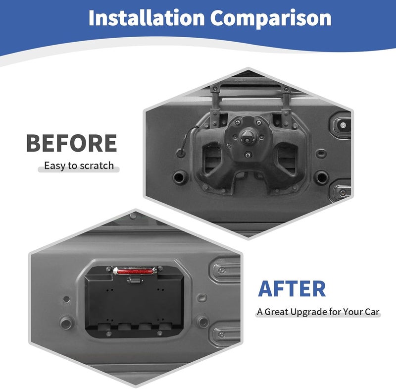 JOSHELA Tailgate Vent Cover License Plate Bracket with Light for Jeep Wrangler JK JKU JL JLU - Image 2