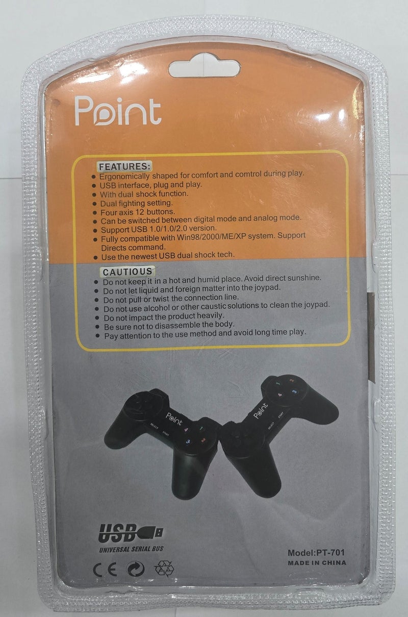 Point Dual USB Wired Gaming Controllers for PC & Laptop, Single Cable 2-Player, Black, 2 Pack with Single Cable Design, - Image 3
