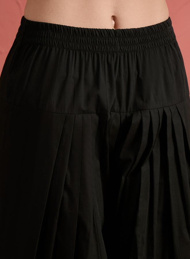 SASSAFRAS Black Embroidered Short Kurta and Farshi Salwar Set - Image 5