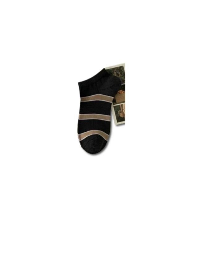2 Pairs Unisex Ankle Socks – Black Striped Cotton Socks – Casual Everyday Comfort  - Image 3