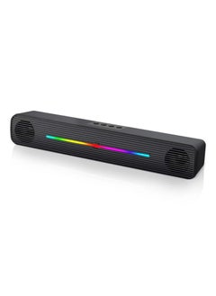 Generic Computer Speakers for PC Desktop Bluetooth 5.0 and 3.5mm Aux in Dynamic RGB Bluetooth Soundbar Portable Dual Speakers Subwoofer Computer SoundBar Speaker for Desktop Laptop Phone Black  - Image 1