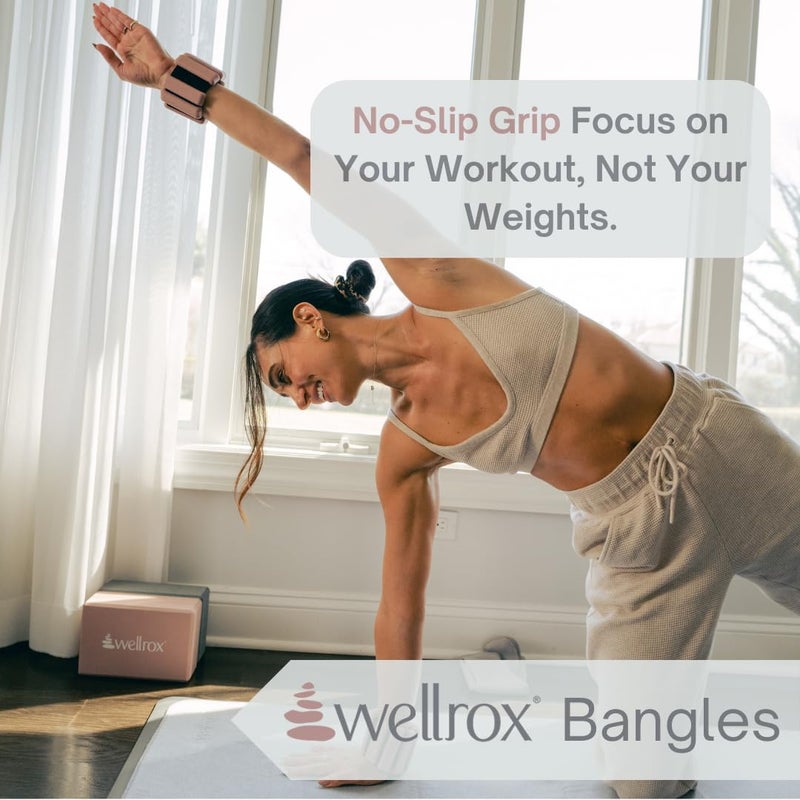 Wellrox Weighted Bangles â€“ Adjustable Ankle and Wrist Weights for Women & Men â€“ Set of Ankle Weights 2 lbs (1 lb Each Wrist Weight) | Weighted Arm Bands for Pilates, Yoga, Running & Walking (Grey) - Image 5
