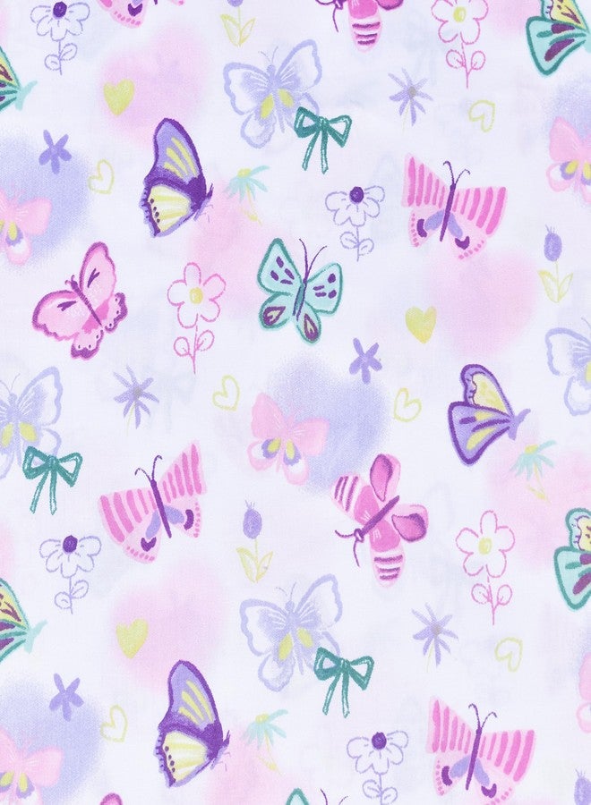 J-pinno Butterfly in Wonderland Purple Pink Cute Twin 100% Cotton 3 Pieces Sheet Set for Kids Girls Children, Flat Sheet + Fitted Sheet + Pillowcase Bedding Decoration Gift Set - Image 4