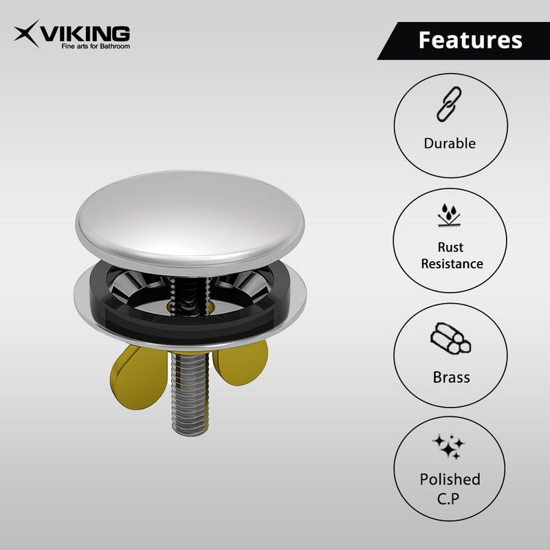Viking Brass Cover for Basin/Sink Hole with Dia 40mm (1-½)", Set of 2 Pcs, Polished CP,Perfect for Kitchens, bathrooms, and Utility Sinks - Image 3