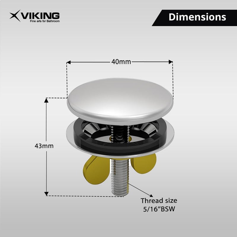 Viking Brass Cover for Basin/Sink Hole with Dia 40mm (1-½)", Set of 2 Pcs, Polished CP,Perfect for Kitchens, bathrooms, and Utility Sinks - Image 2