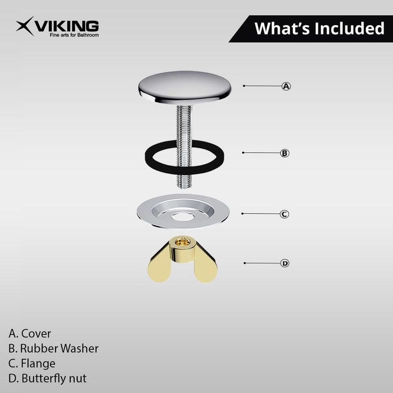 Viking Brass Cover for Basin/Sink Hole with Dia 40mm (1-½)", Set of 2 Pcs, Polished CP,Perfect for Kitchens, bathrooms, and Utility Sinks - Image 5