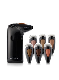 Temptu TEMPTU Air Discovery Airbrush Makeup Kit For Beginners Personal Or Professional Use 8Piece PreFilled Airpod Makeup Essentials Set  SemiMatte Natural Finish DarkDeep 