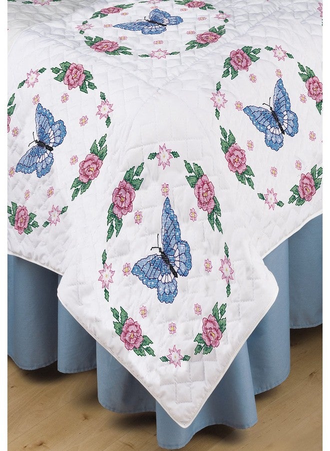 Tobin Butterfly/Rose Stamped for Embroidery Quilt Blocks - Set of 6 - Image 4