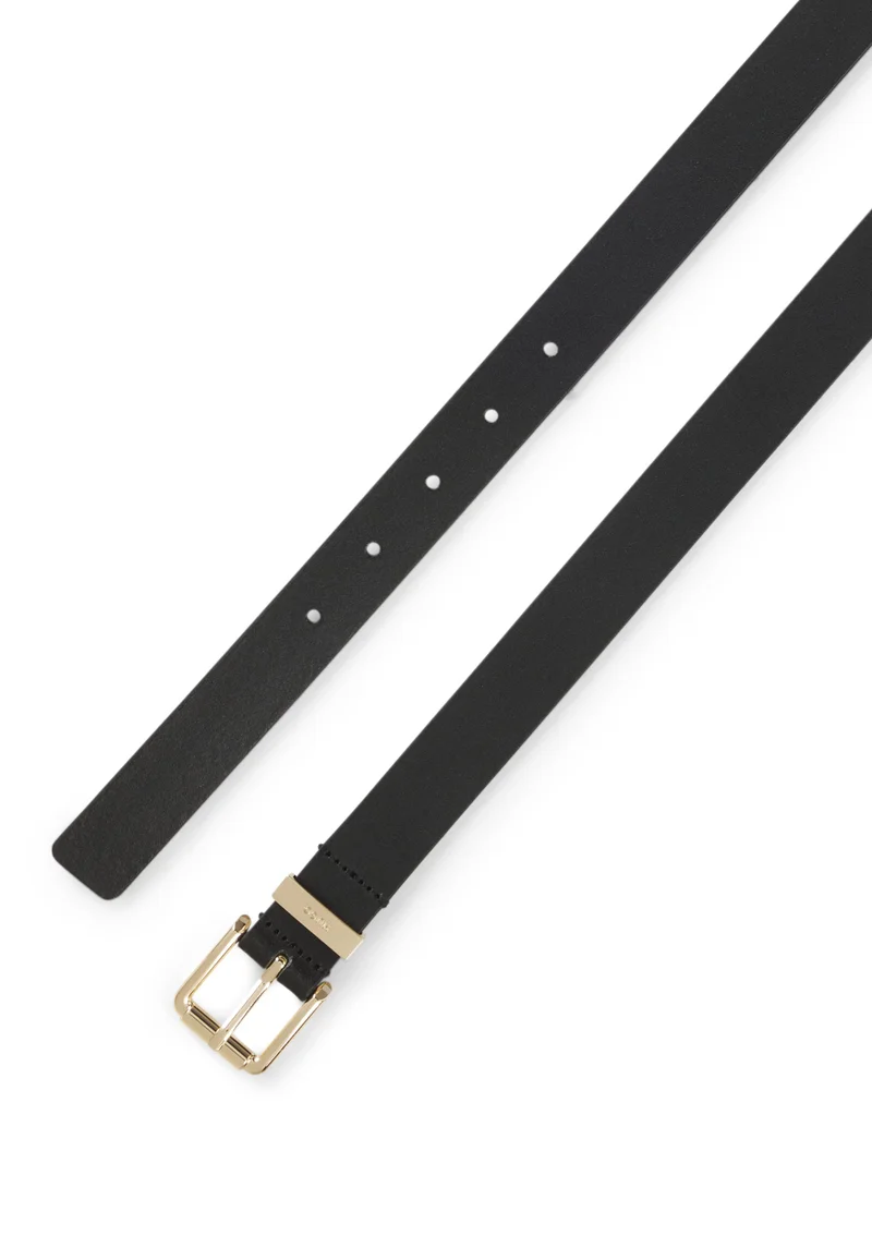 هوجو حزام جلد إيطالي بإبزيم ذهبي