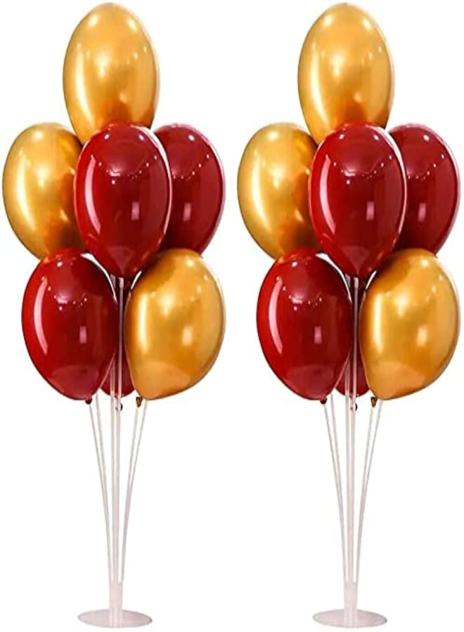 Secret 2 Sets of Transparent Balloon Stand Kit Including Metallic Balloons Used for Birthday Party Decoration Childrens Party Wedding Decoration or other Party and Holiday Decorations