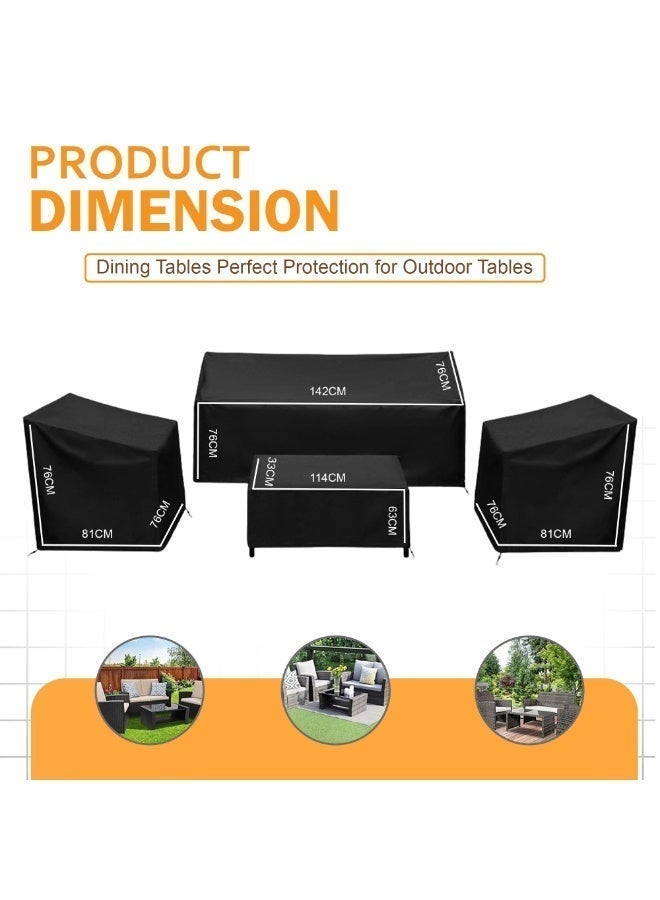 Topify Outdoor Furniture Cover Waterproof, Patio Furniture Set Covers (Black, 4SET-SMALL) - Image 5