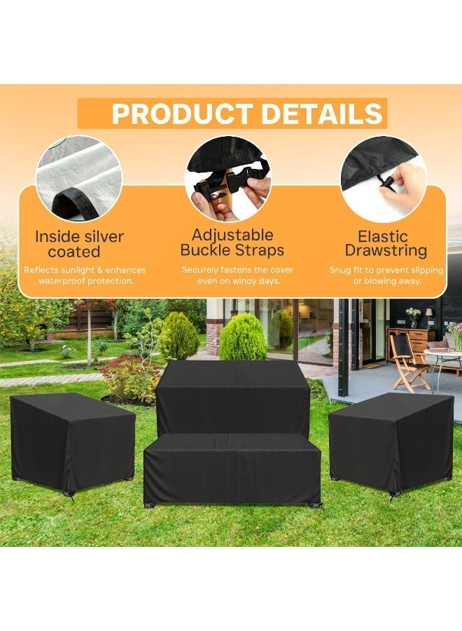 Topify Outdoor Furniture Cover Waterproof, Patio Furniture Set Covers (Black, 4SET-SMALL) - Image 2