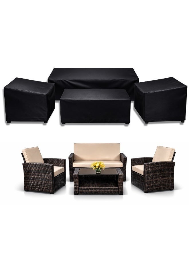 Topify Outdoor Furniture Cover Waterproof, Patio Furniture Set Covers (Black, 4SET-SMALL) - Image 1