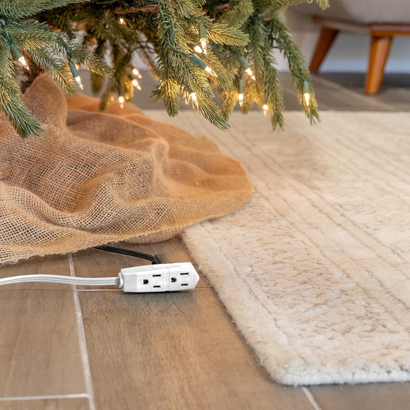 GE 3-Outlet Flat Extension Cord 3 Ft Grounded Extension Cord with Multiple Outlets 3 Prong Outlet Extender Flat Plug Power Strip Indoor 16 Gauge UL Listed 2 Pack White 69871 - Image 5