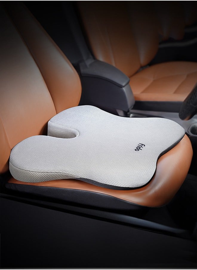 Frido - Frido Ultimate Car Wedge Seat Cushion, W-Shape Memory Foam Cushion with Coccyx Tailbone Cutout, Hip Pain Tailbone Pain & Lower Back Pain Relief, Posture Correcting, Weight <120 kg, Pack of 1 (Grey) - Image 1