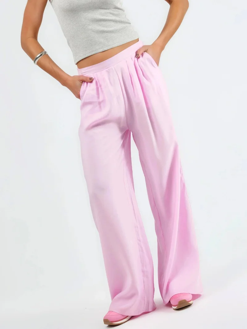 بوسيم BUSEM High Waist Pleated Wide Leg Trousers