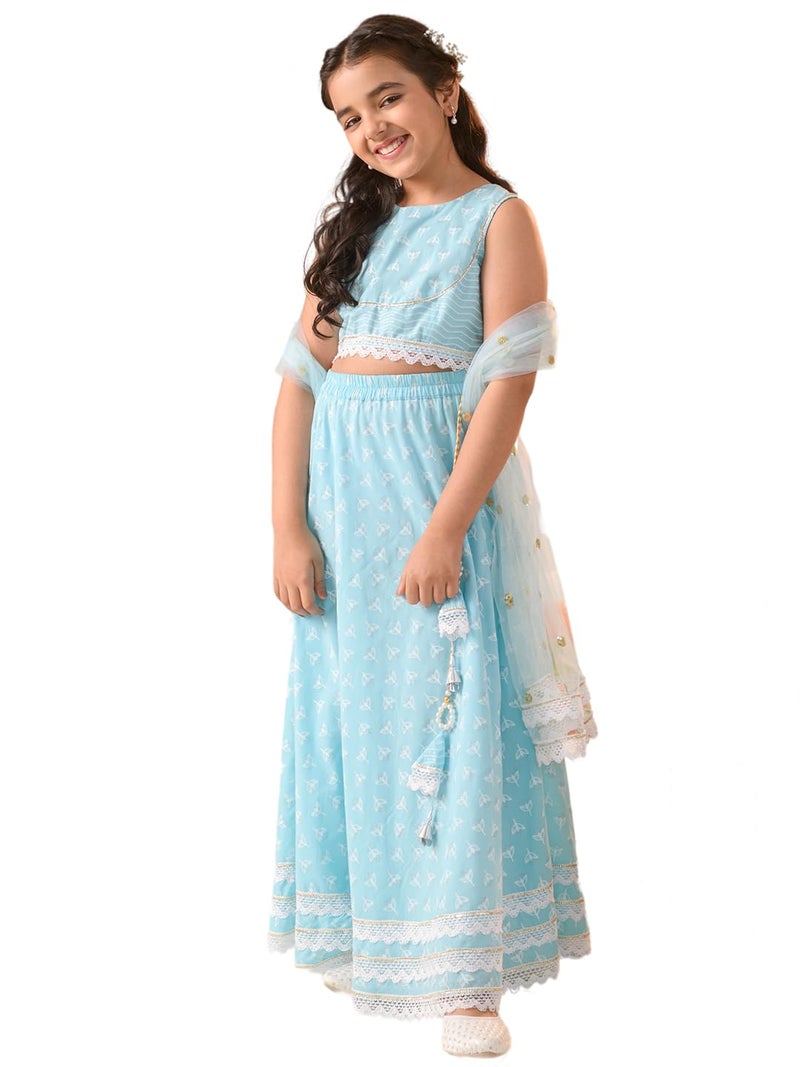 Pspeaches Girls Printed Ready To Wear Lehenga Blouse With Dupatta - Image 4