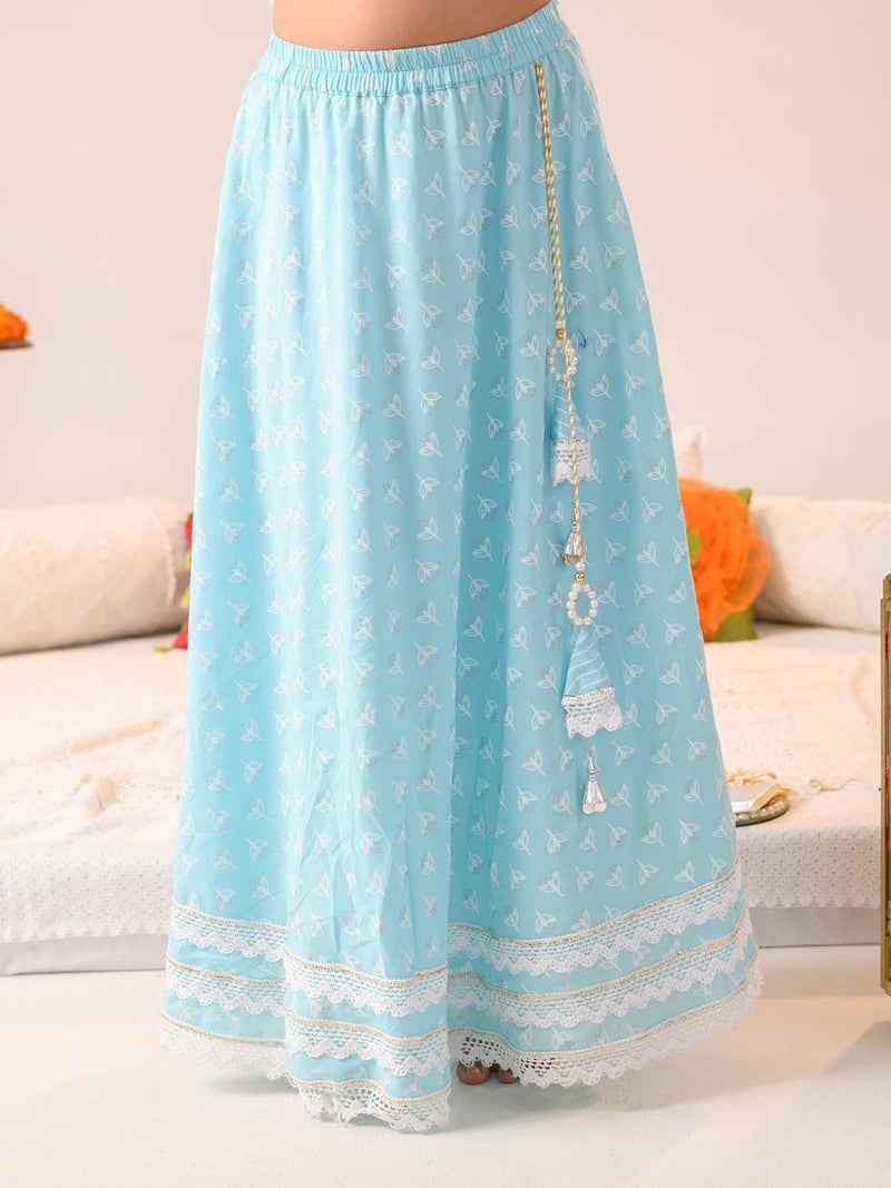 Pspeaches Girls Printed Ready To Wear Lehenga Blouse With Dupatta - Image 3