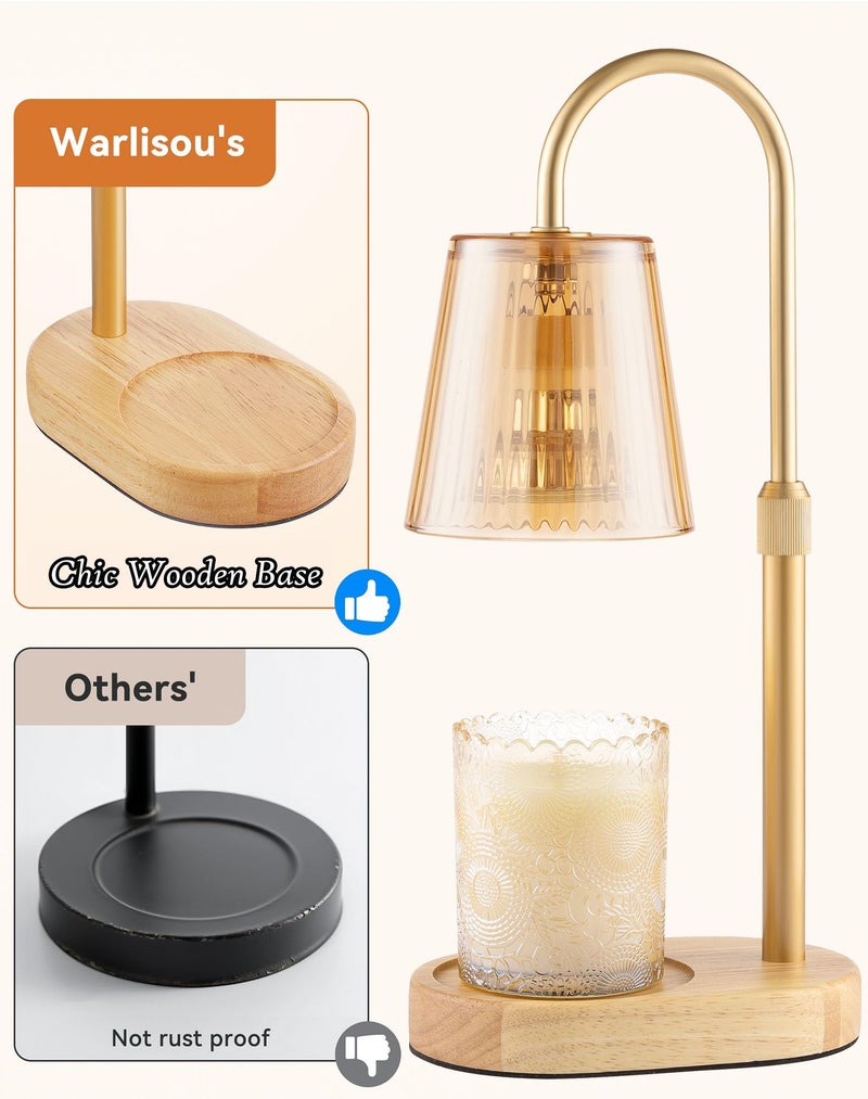 Warlisou Adjustable Candle Warmer Lamp with Timer - Electric Light Wax Warming Dimmable Flameless Top Melter Heater Melting Heating Height Small Jar Candles Gifts Women Mom Birthday Home Desk Modern Decor - Image 5