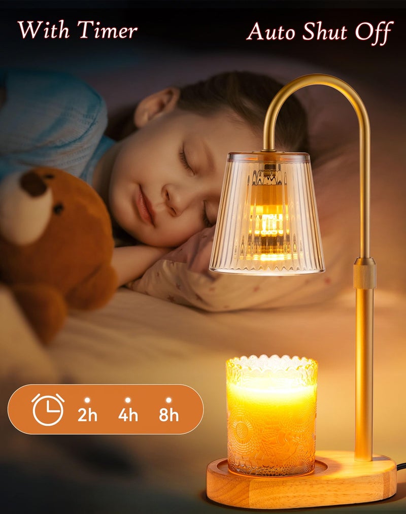Warlisou Adjustable Candle Warmer Lamp with Timer - Electric Light Wax Warming Dimmable Flameless Top Melter Heater Melting Heating Height Small Jar Candles Gifts Women Mom Birthday Home Desk Modern Decor - Image 2