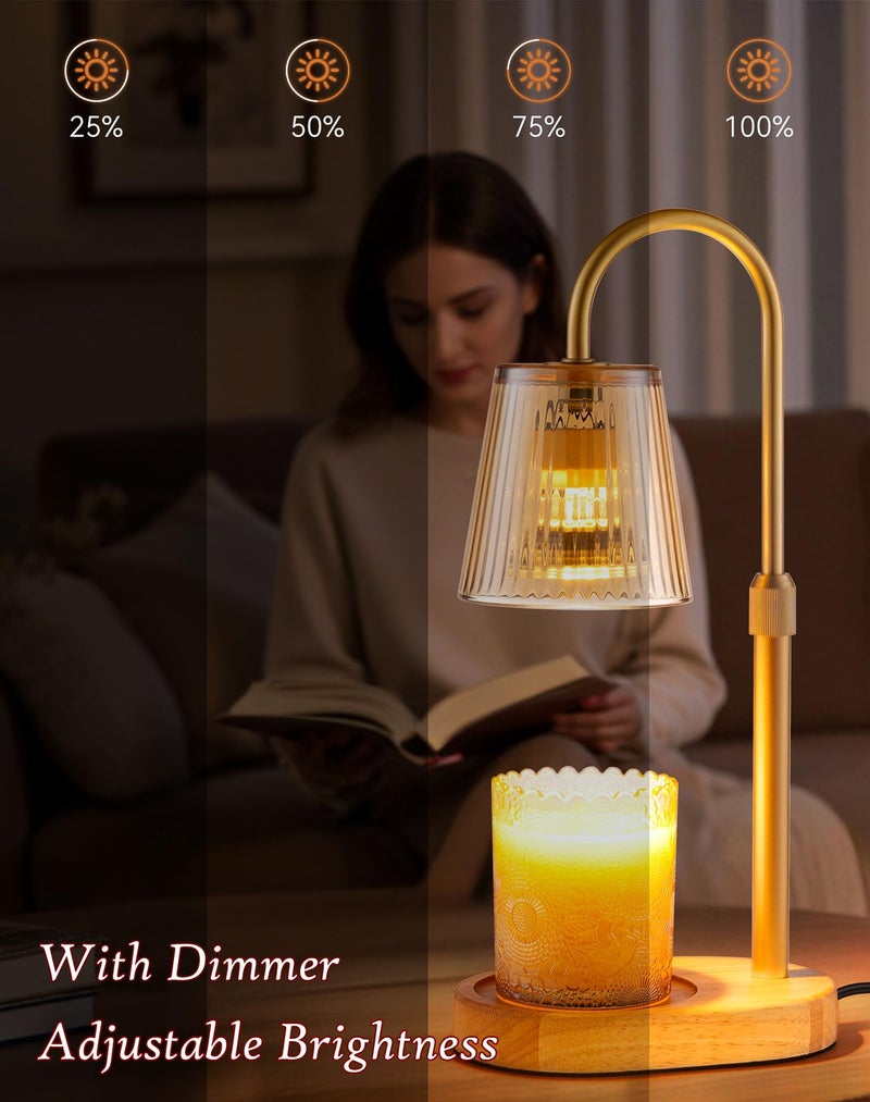 Warlisou Adjustable Candle Warmer Lamp with Timer - Electric Light Wax Warming Dimmable Flameless Top Melter Heater Melting Heating Height Small Jar Candles Gifts Women Mom Birthday Home Desk Modern Decor - Image 3