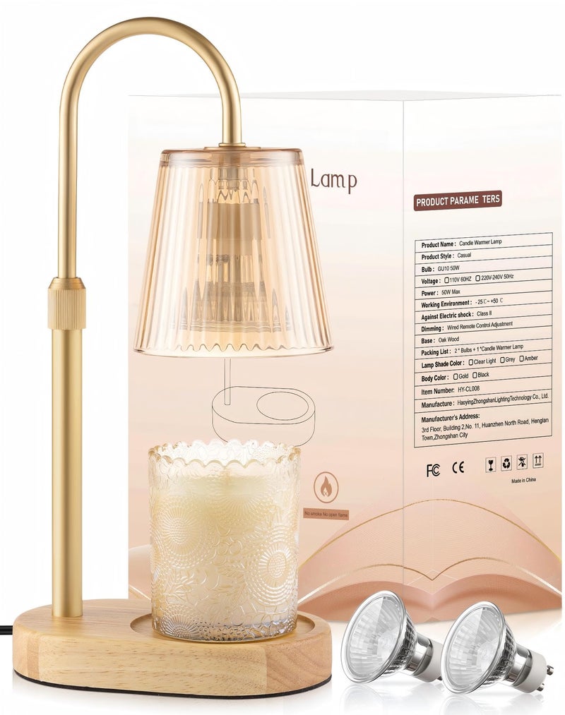 Warlisou Adjustable Candle Warmer Lamp with Timer - Electric Light Wax Warming Dimmable Flameless Top Melter Heater Melting Heating Height Small Jar Candles Gifts Women Mom Birthday Home Desk Modern Decor - Image 1