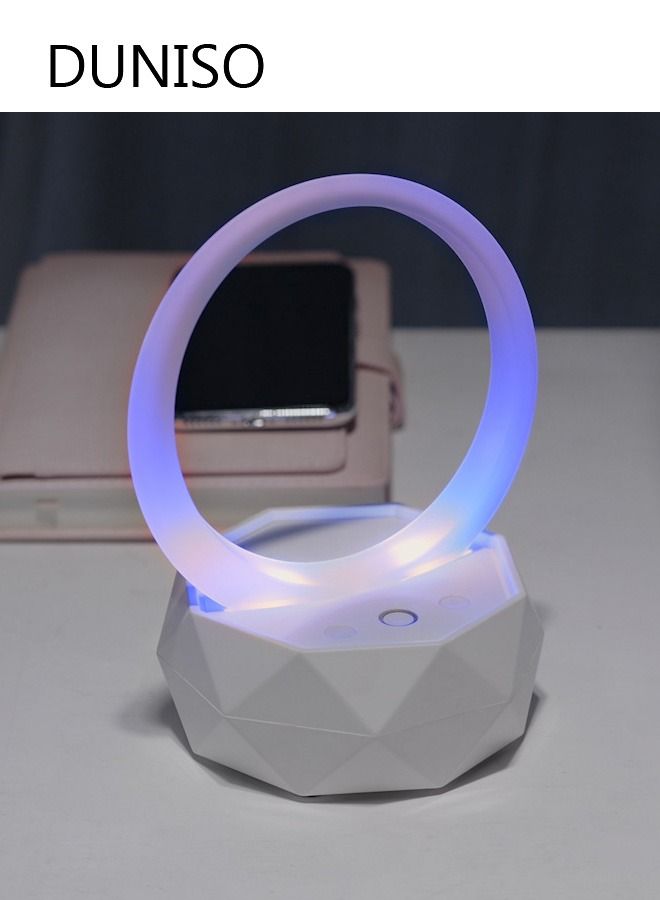 DUNISO Small Wireless Bluetooth Speaker With 7 Colors Light, Fashion Style For Kitchen Desk Bedroom Office Party Outdoor Accessories For iPhone Android White - Image 1