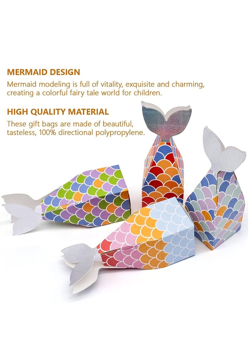 48 Mermaid Tail Candy Boxes for Under The Sea Birthday Party, Vibrant Mermaid Theme Treat Boxes & Goodie Bags, Perfect Party Favor Supplies - Image 2