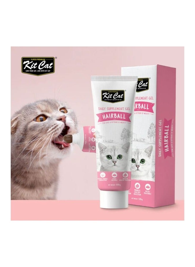 Kit Cat Daily Nutritional Supplement Gel For Cats & Kittens – Hairball (120g) - Image 2
