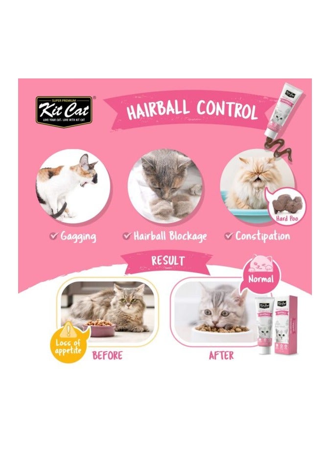 Kit Cat Daily Nutritional Supplement Gel For Cats & Kittens – Hairball (120g) - Image 3