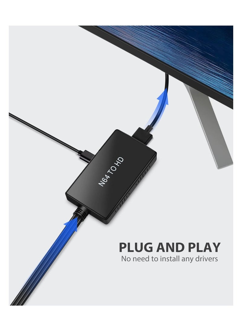 N64 to HDMI Converter Converts, for N64, SNES, SFC, NGC Retro Game Console.Convert Nintendo64, Gamecube, SNES, SFC Signal to All HDMI Smart TV. Support 4:3 or 16:9 Switching - Image 4