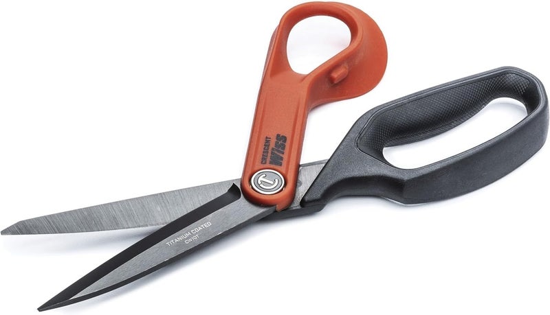 Wiss Crescent Wiss 10" Titanium Coated Offset Tradesman Shears - Industrial Heavy Duty Utility Shears Scissors for Cutting Leather, Wire, Cardboard - Right-Hand - CW10T - Image 2