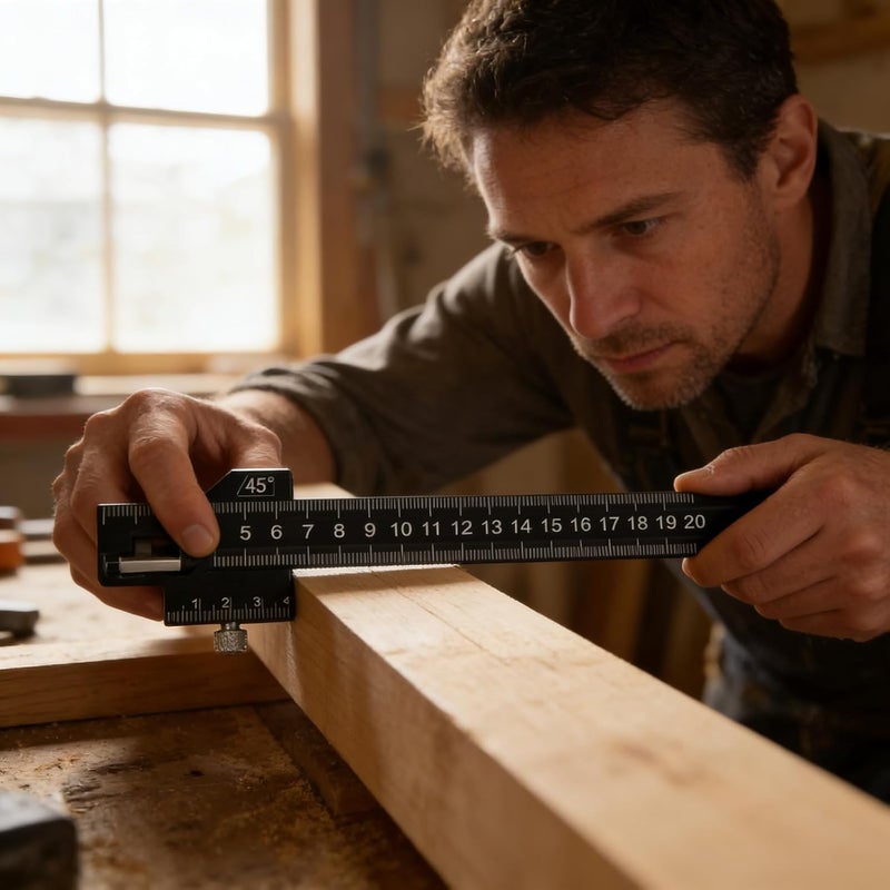 Professional Aluminum Alloy Right Angled Ruler for Accurate 90 and 45 Degree Measurements in Woodworking Metalworking Woodworker ' s Accuracy Corner Ruler - Image 2