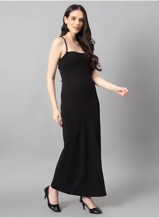 كوتي Solid Halter Neck Sheath Maxi Dress with Back Tie
