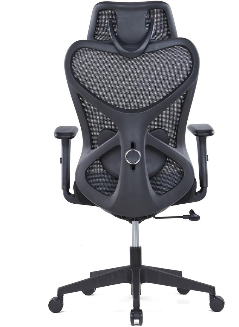 Kaliber Edge High Back Office Chair with 2D Adjustable Headrest – Black Mesh Back, Adjustable Lumbar Support, and Synchro Tilt –  Sturdy Glass Fiber Frame - Image 5