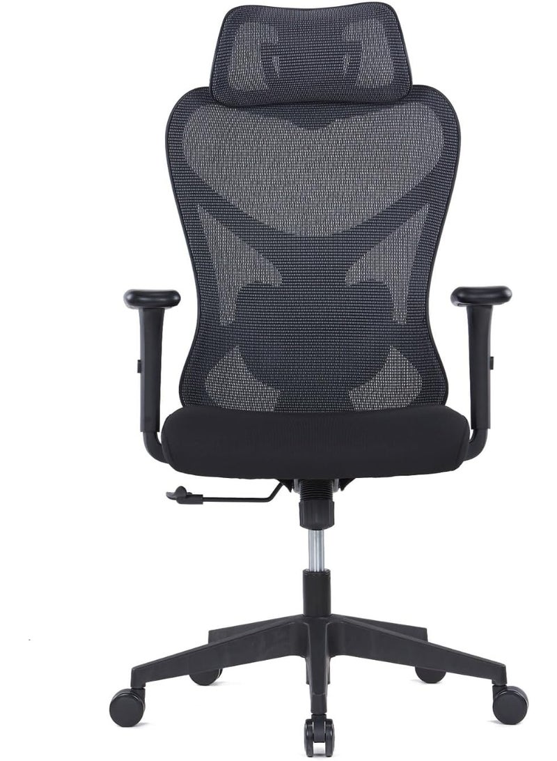 Kaliber Edge High Back Office Chair with 2D Adjustable Headrest – Black Mesh Back, Adjustable Lumbar Support, and Synchro Tilt –  Sturdy Glass Fiber Frame - Image 4