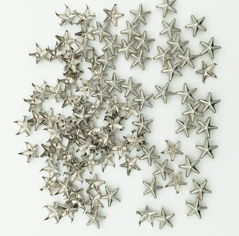 100pcs 10mm Star DIY Leathercraft Metal Punk Studs Rivet Spikes Nailheads Silver