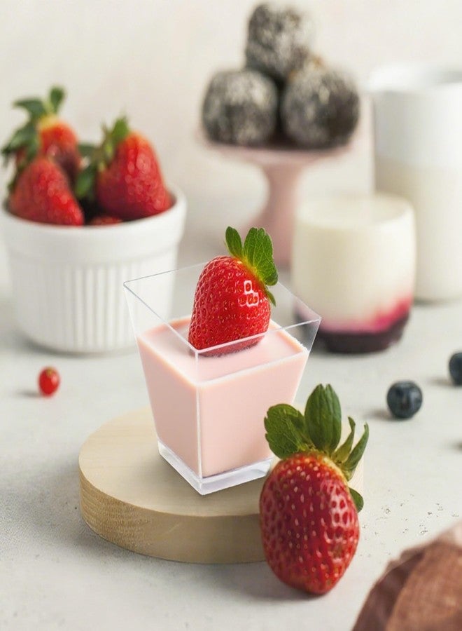 Slomg 200 Pcs 2 oz Mini Plastic Dessert Cups with Spoons, Disposable Clear Pudding Parfait Jello Shooter Cups Party Serving Bowls, Small Tasting Cups for Fruit Trifle Ice Cream Yogurt Mousse Candy - Image 5
